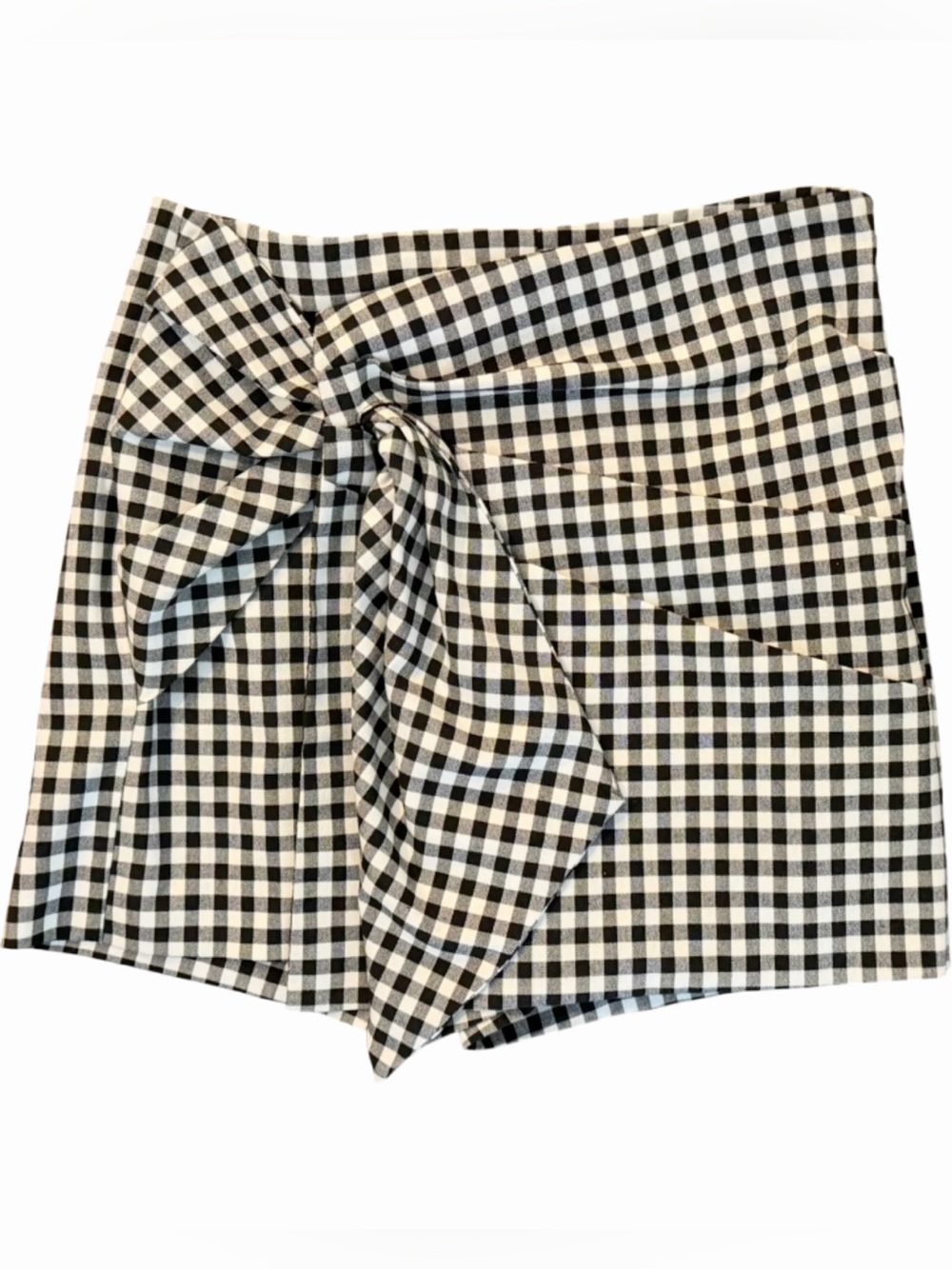 Zara Gingham Plaid Mini Skirt Skort Black & White Women's Size XS